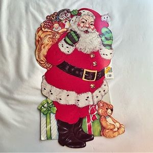 Vintage Santa & bag of toys Christmas large 22” Diecut made in USA doubl…